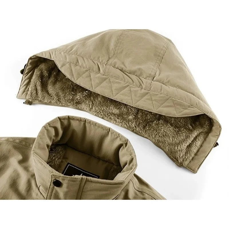 Storazone Nice Winter Fleece Mens Parka Thicken Windproof Jacket Male Cargo Vintage Cotton Coat Fashion Warm Casual Parkas Men Jackets 6XL