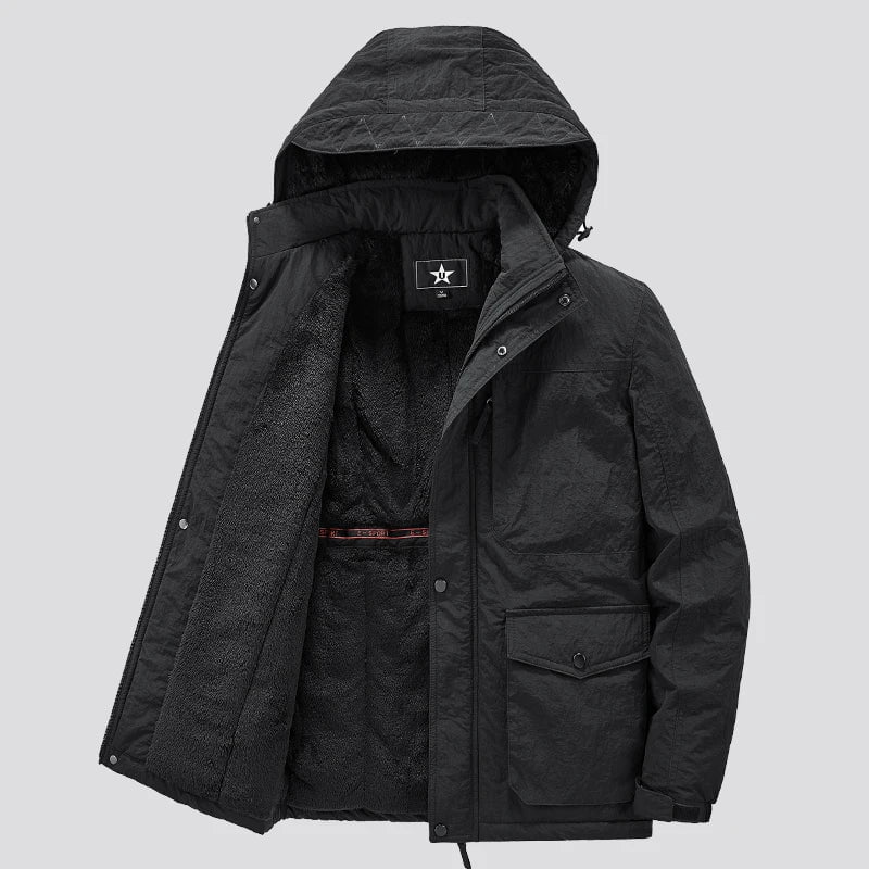 Storazone Nice Winter Fleece Mens Parka Thicken Windproof Jacket Male Cargo Vintage Cotton Coat Fashion Warm Casual Parkas Men Jackets 6XL
