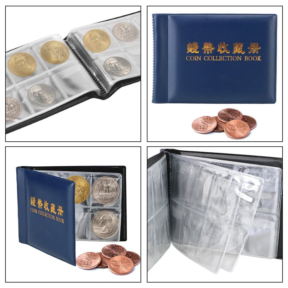 Storazone NICEYARD 120/60 Pockets Artificial PU Leather Coins Collection Album Book Collecting Money Organizer Storage Bags PVC Film