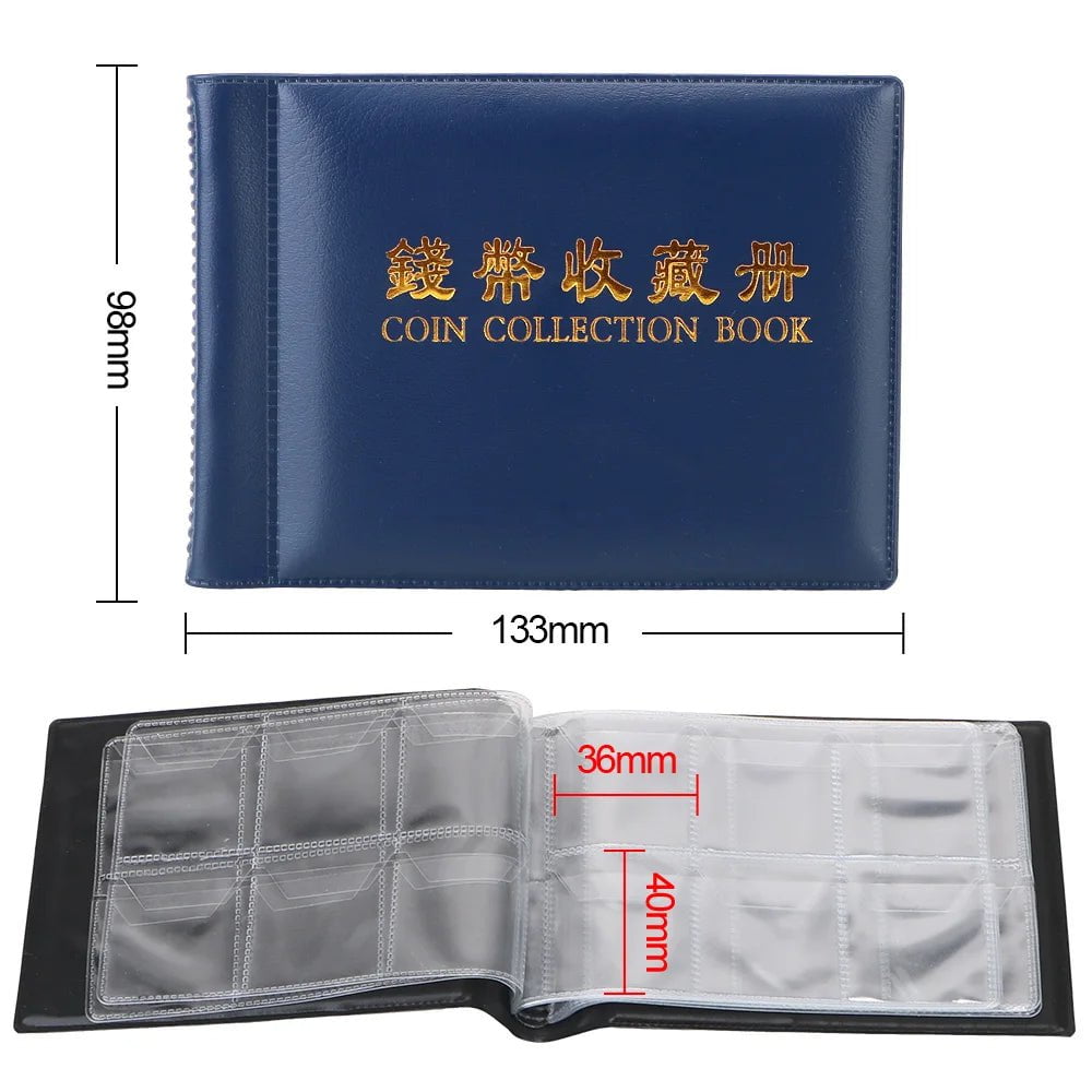 Storazone NICEYARD 120/60 Pockets Artificial PU Leather Coins Collection Album Book Collecting Money Organizer Storage Bags PVC Film