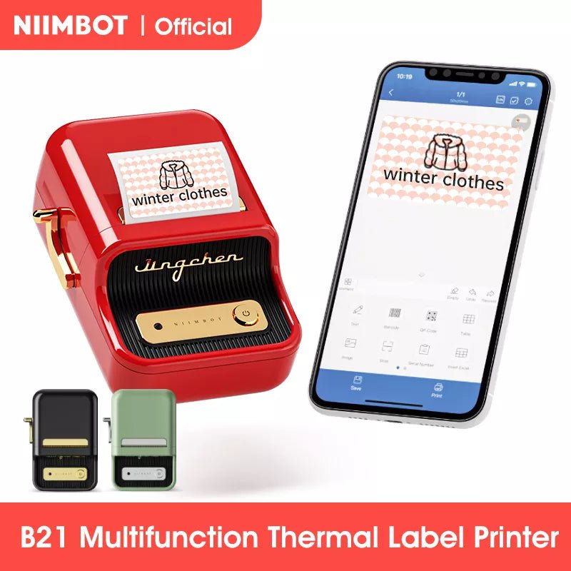 Storazone NiiMbot B21 Mini Thermal Printer Wireless Barcode Label Maker Bluetooth Pocket Portable Printer for Home Office Commercial