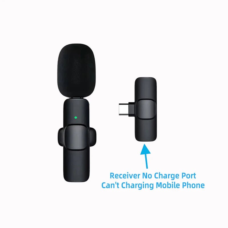 Storazone No charging port / CHINA New Wireless Lavalier Microphone Portable Audio Video Recording Mini Microphone for iPhone Android PC Camera Live Gaming Phone