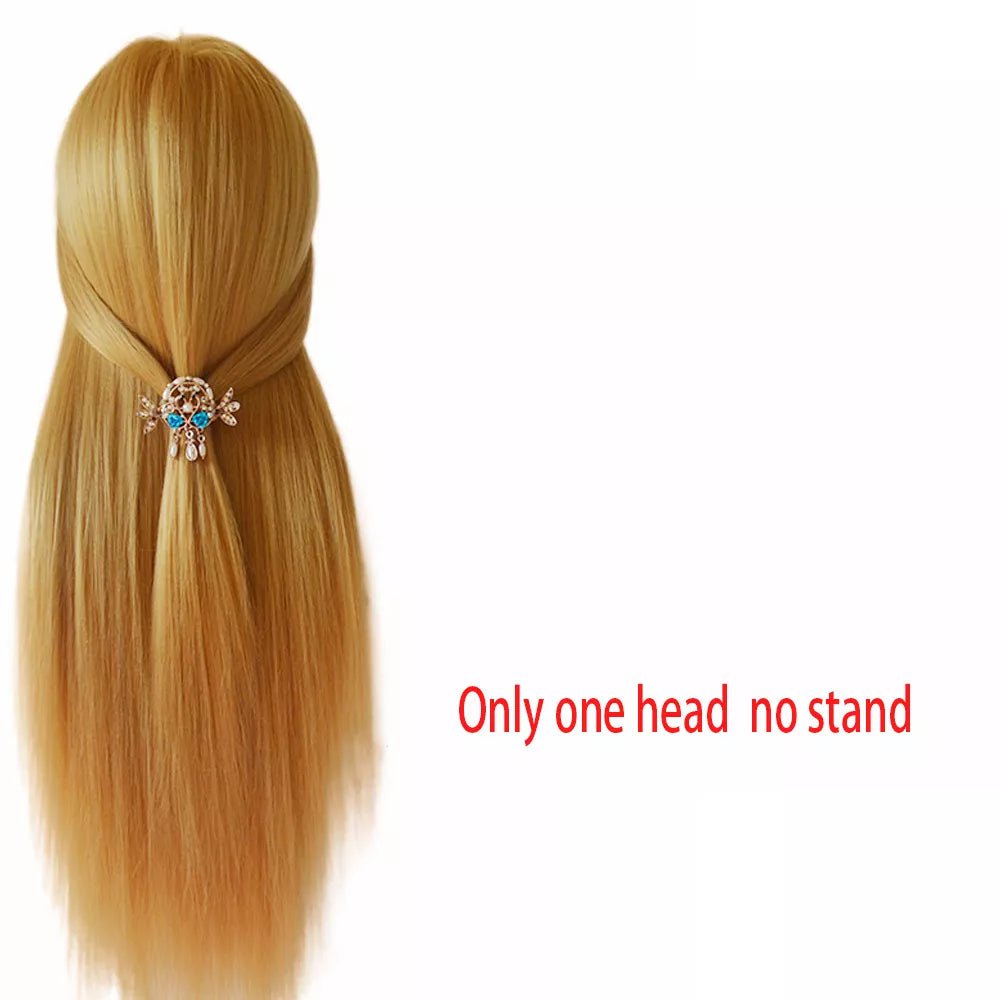 Storazone no stand 2 / CHINA 100% High Temperature Fiber Blonde Hair Mannequin Head Training Head For Braid Hairdressing Manikin Doll Head With Clamp