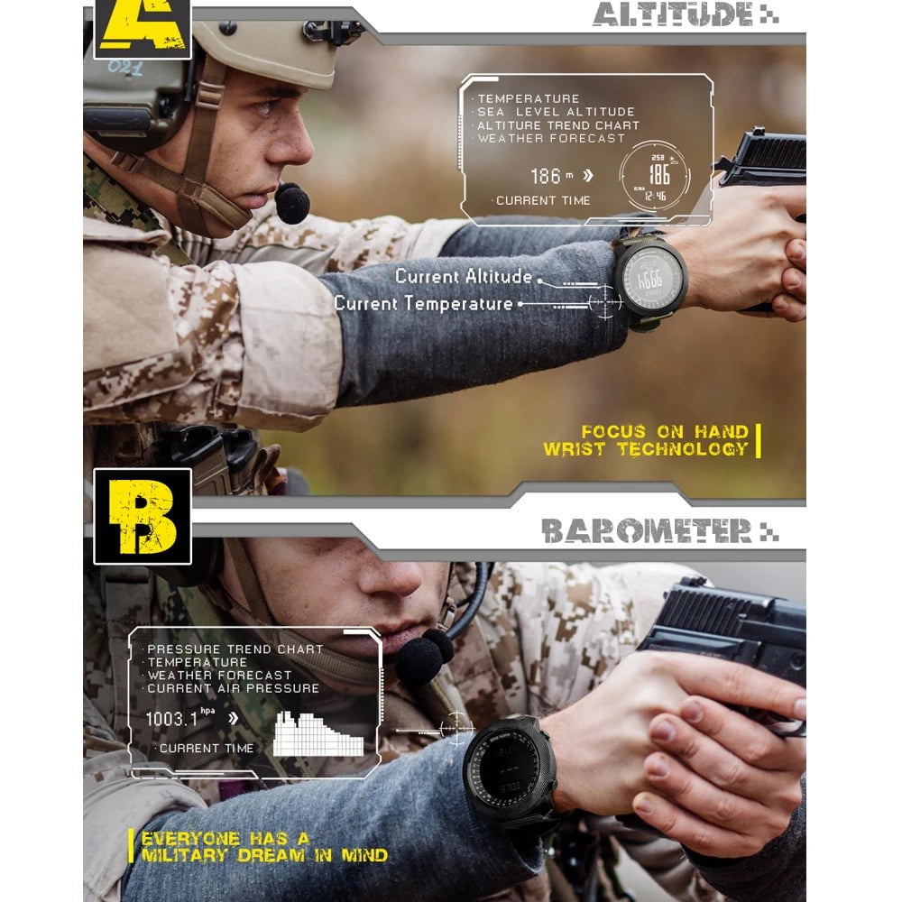 Storazone NORTH EDGE Men's sport Digital watch Running Swimming Military Army watches Altimeter Barometer Compass waterproof 50m Wristband