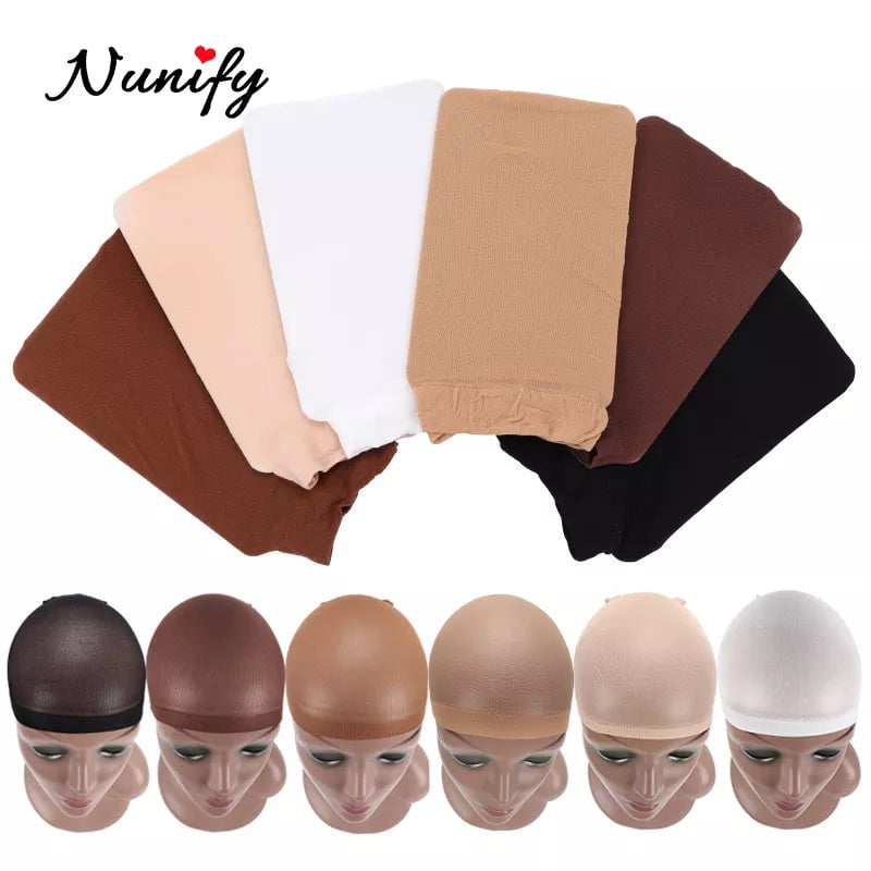 Storazone Nunify Nude Mesh Net Wig Caps With Closed End For Wigs 2Pcs/Pack Free Size Stocking Cap Red Coffee Black Begie Brown 6 Colors