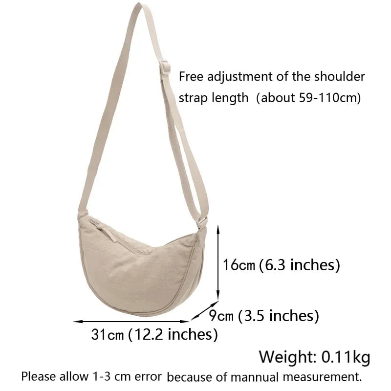 Storazone Nylon Hobos Chest Shoulder Bag Large Capacity Travel Crossbody Half Moon Belt Messenger for Women Bags Dropshipping / Wholesale