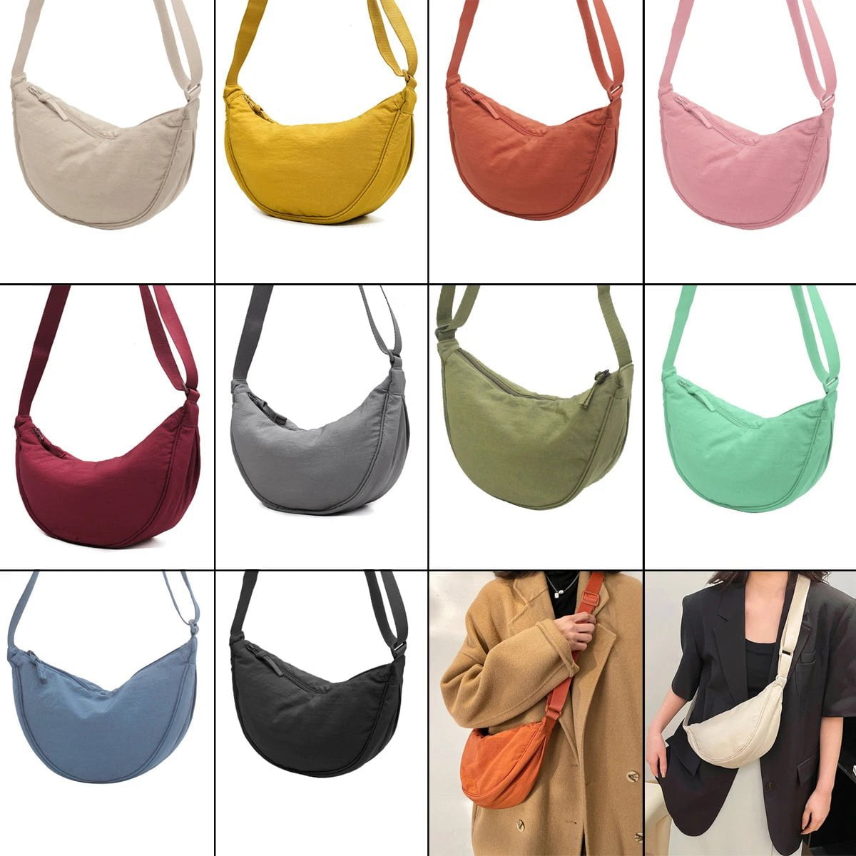 Storazone Nylon Hobos Chest Shoulder Bag Large Capacity Travel Crossbody Half Moon Belt Messenger for Women Bags Dropshipping / Wholesale