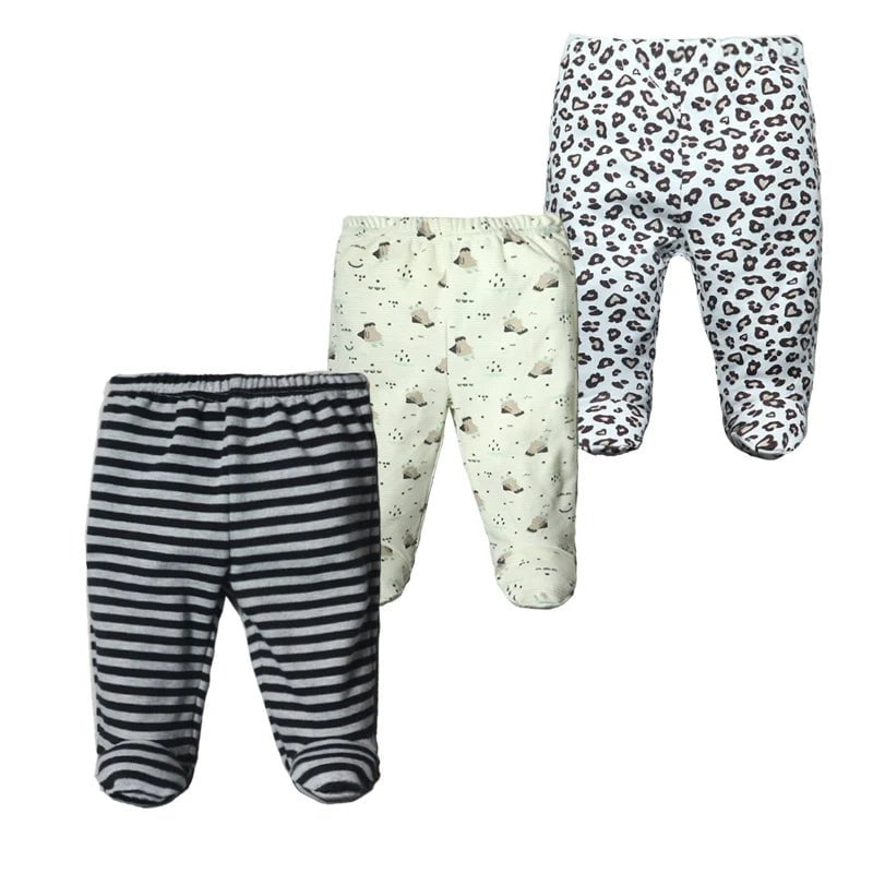 Storazone O / 6M 3PCS/Lot Spring Autumn Footed Baby Pants 100% Cotton Baby Girls Boys Clothes Unisex Casual Bottom PP Pants Newborn Baby Clothing