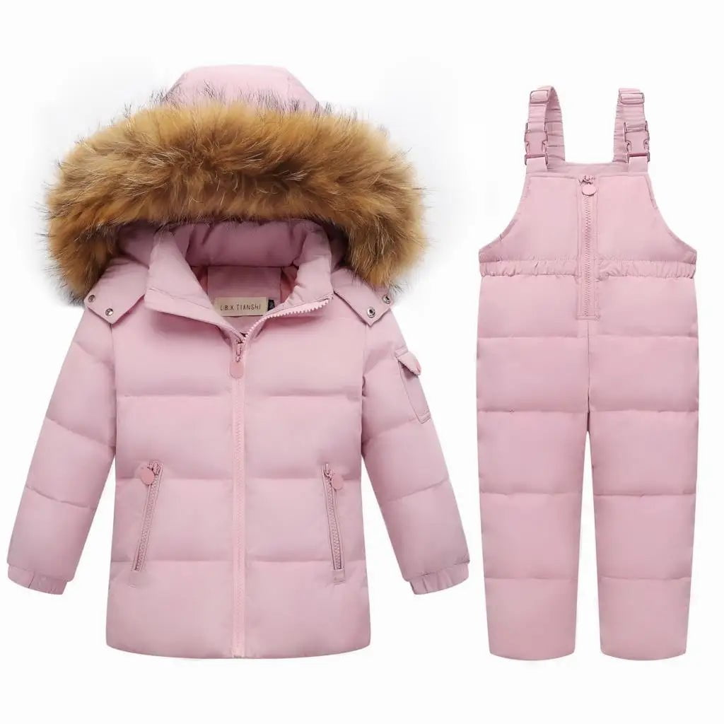 Storazone OLEKID -30 Degree Russia Winter children Boys Clothes set Down Jacket Coat + Overalls For Girl 1-5 Years Kids Baby Girl Snowsuit