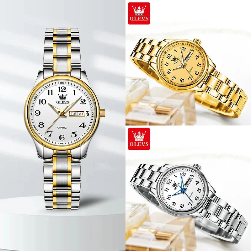 Storazone OLEVS Women's Wrist watch Original Luxury Watches for Ladies Waterproof Stainless Steel Quartz Woman Wristwatch Gold 2022 trend