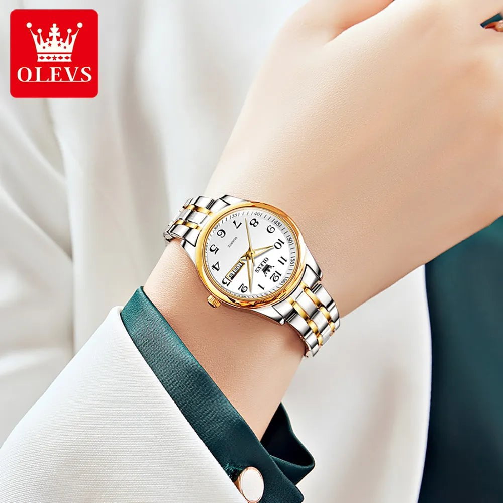 Storazone OLEVS Women's Wrist watch Original Luxury Watches for Ladies Waterproof Stainless Steel Quartz Woman Wristwatch Gold 2022 trend