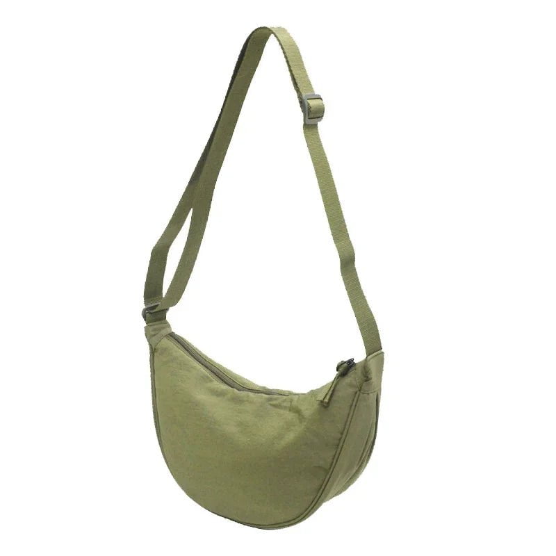 Storazone Olive green Nylon Hobos Chest Shoulder Bag Large Capacity Travel Crossbody Half Moon Belt Messenger for Women Bags Dropshipping / Wholesale