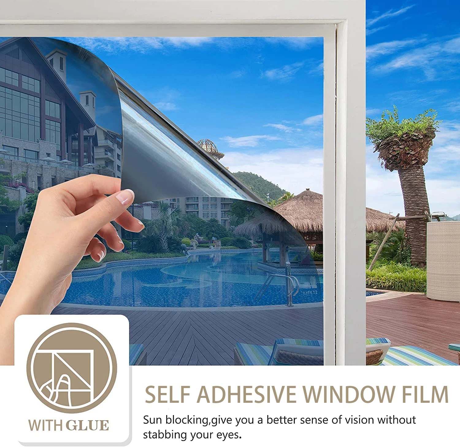 Storazone One Way Mirror Window Privacy Film Daytime Anti UV Sun Blocking Heat Control Reflective Window Tint for Home Office Living Room