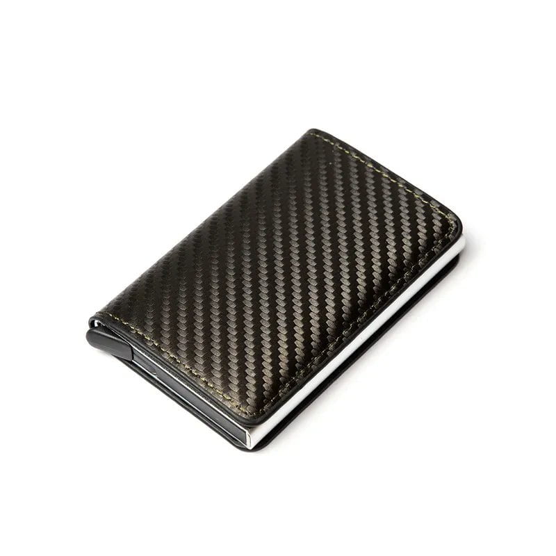 Storazone Open Gray Custom Card Holder Anti-theft Carbon Fiber Wallet Men Credit Card Holder Zipper Coins Pocket Wallet RFID Card Case & Money Clips