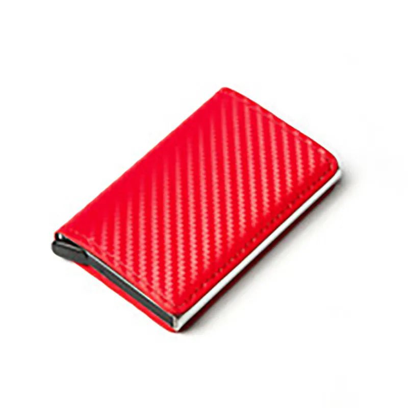 Storazone Open Red Custom Card Holder Anti-theft Carbon Fiber Wallet Men Credit Card Holder Zipper Coins Pocket Wallet RFID Card Case & Money Clips