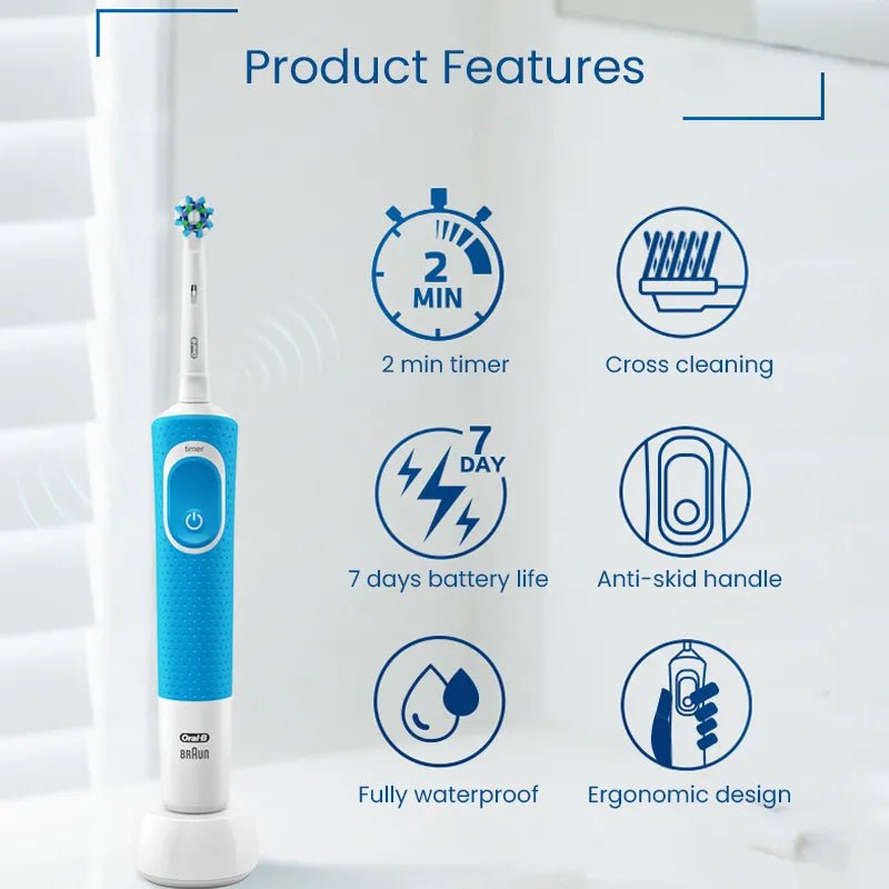 Storazone Oral B D100 Electric Toothbrush 2D Vitality Cleaning Teeth Brush Waterproof Electronic Teeth Brush Inductive Charger With Timer