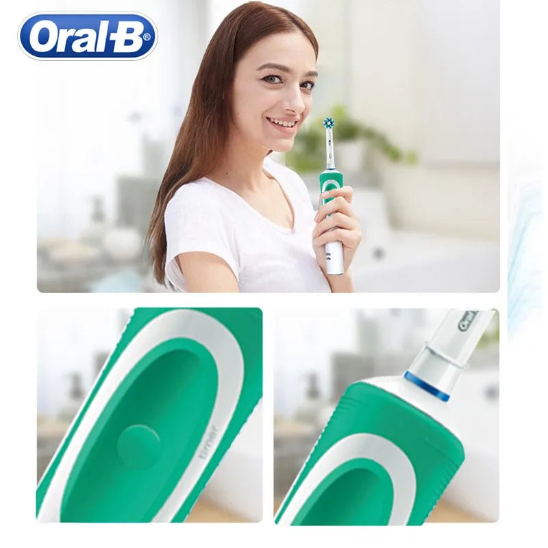 Storazone Oral B Electric Toothbrush 2D Rotary Vibration Clean Charging Tooth Brush Cross Action Bristle Oral Care 4 Gift Brush Heads Free