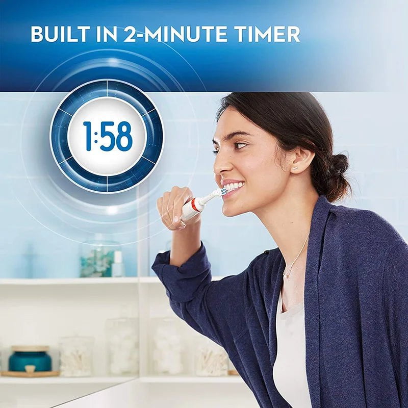 Storazone Oral B Electric Toothbrush Pro 4000 3D Action Daily Clean Teeth Visible Pressure Sensor 4 Modes Gum Cares Waterproof Rechargeabl