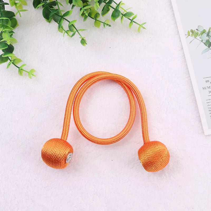 Storazone Orange / 2pcs Magnetic Ball Curtain Tiebacks Tie Rope Accessory Rods Accessoires Backs Holdbacks Buckle Clips Hook Holder Home Decor