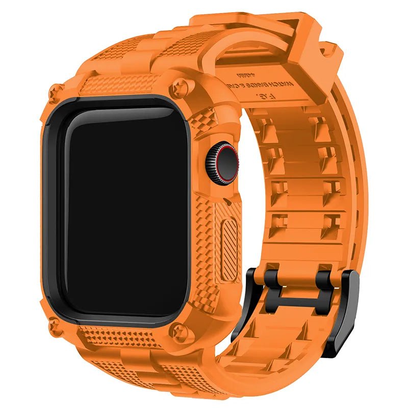 Storazone Orange / 44mm Silicone for Apple Watch Band+Case 40/41/44/45/49mm Rugged Strap for Apple Watch Ultra 2 Series 9 8 7 with Screen Protector Case
