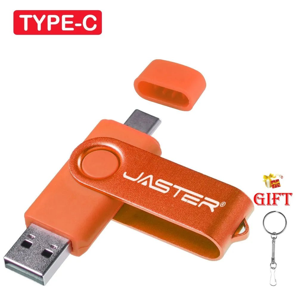 Storazone Orange / 4GB JASTER Red Rotatable USB Flash Drive 128GB Free Custom Logo 2.0TYPE-C USB Stick 64GB 32GB 16GB 8GB Creative Gift Pen Drive 4GB
