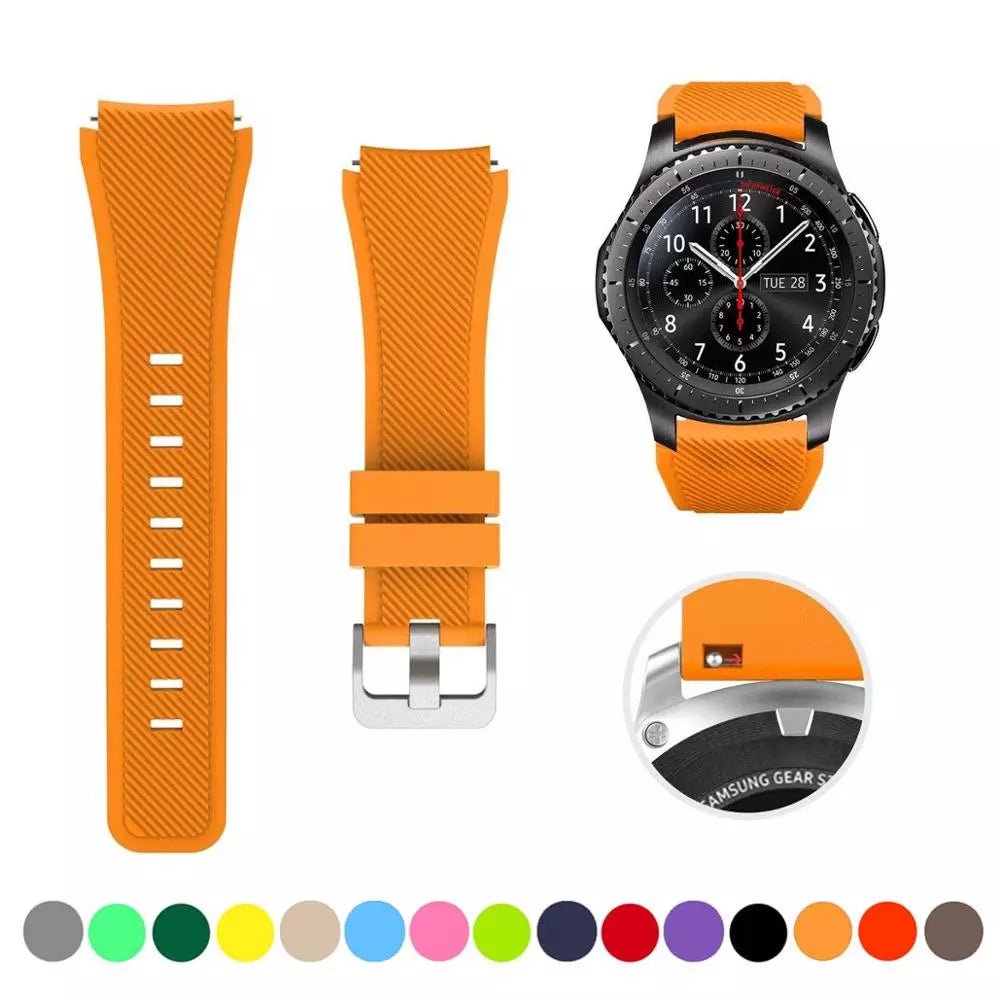 Storazone orange 5 / 22mm / CHINA 20mm 22mm Strap For Samsung galaxy watch4 44mm/40mm 5 pro active 2 Gear s3 Silicone Correa bracelet Huawei Watch gt2/3/2e band