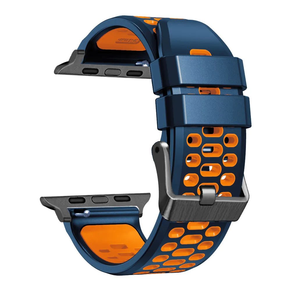 Storazone Orange and dark blue / Ultra 49mm NEW Silicone strap For Apple Watch Ultra 49mm Band  SE 8 7 45mm 41mm Watch Bracelet For iwatch Series 6 5 4 3 44mm 42mm40mm Band