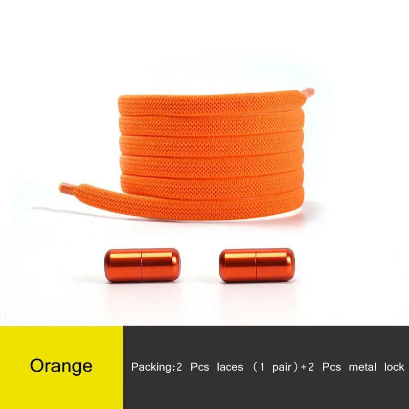 Storazone Orange / CHINA 1Pair Multicolor Lock Elastic Sneaker Laces For Kids Adults and Elderly No Tie Shoelaces Quick Elastic Athletic Running Shoelace