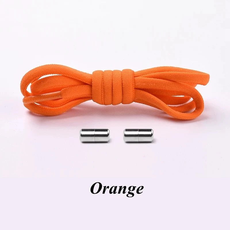 Storazone Orange / CHINA Semicircle No Tie Shoelaces Elastic Shoe laces Sneakers shoelace Metal Lock Lazy Laces for Kids and Adult One size fits all shoe