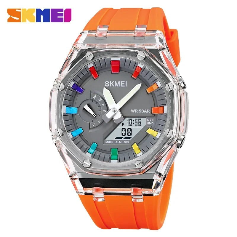 Storazone Orange / CHINA SKMEI 2100 Outdoor Men Digital Watch Colourful LED Display Watches Waterproof Shock Resistant Mens Wristwatch Clock reloj hombre