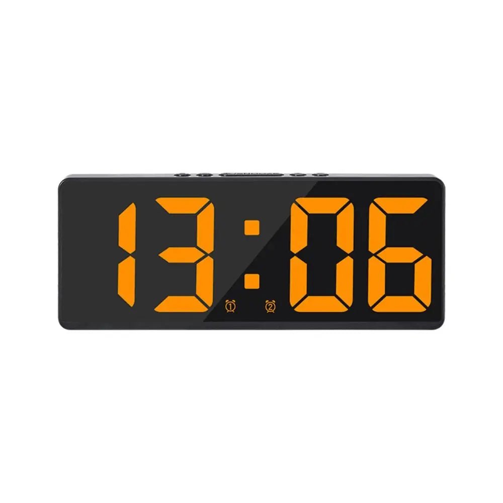 Storazone orange Creative Number Clock Color Nightlight Temperature Calendar Alarm Clock LED Large Number Electronic Clock Backlight Home Decor
