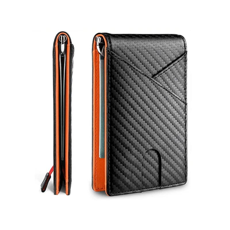 Storazone Orange DIENQI Carbon Fiber Rfid Slim Card Luxury Wallet Money Bag Men's Wallet Bifold Billfold