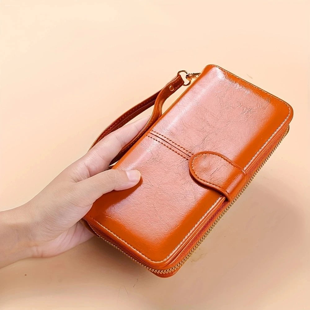 Storazone Orange Hot Sale Women Wallet Leather Clutch Brand Coin Purse Female Wallet Card Holder Long Lady Clutch Carteira Feminina