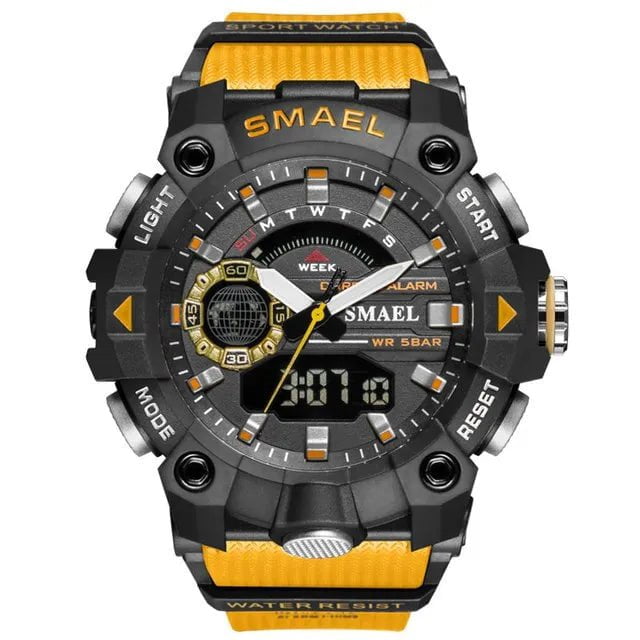 Storazone Orange SMAEL Fashion Sport Watches Men Shock Resistant 50M Waterproof Wristwatch LED Alarm Stopwatch Clock Military 8040 Men Watch