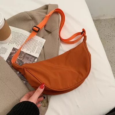 Storazone Orange Solid Color Chest Bag For Women Large Capacity Travel Crossbody Female Half Moon Belt Bag Ladies Daily Street Fanny Packs 2022