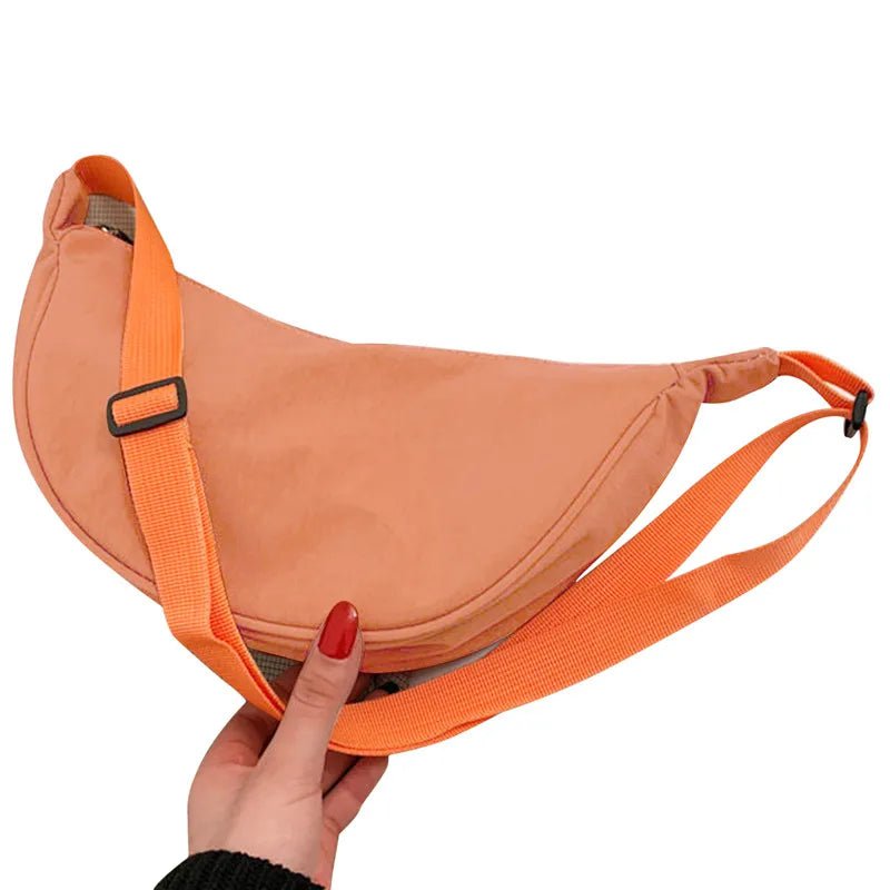 Storazone Orange Women's Crossbody Dumpling Shape Lightweight Underarm Knapsack Nylon Large Capacity Smooth Zipper Female's One Shoulder Bag