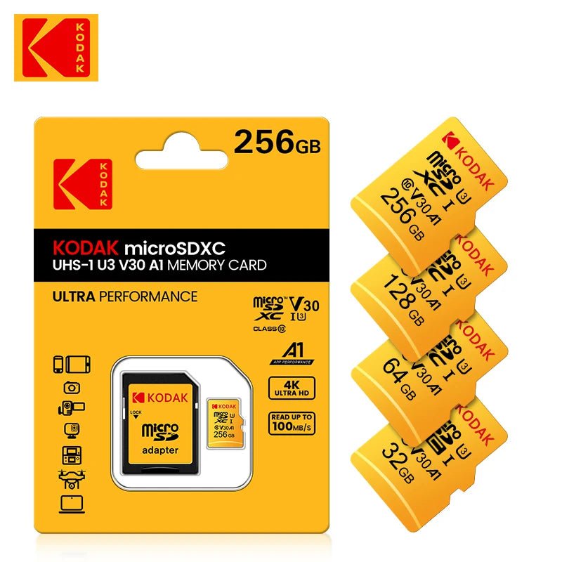 Storazone Original Kodak Micro SD Card 32GB 64GB Class10 Memory Card  A1256GB  Microsd Flash Drive Card A2 512GB  V30 U3 cartao de memoria