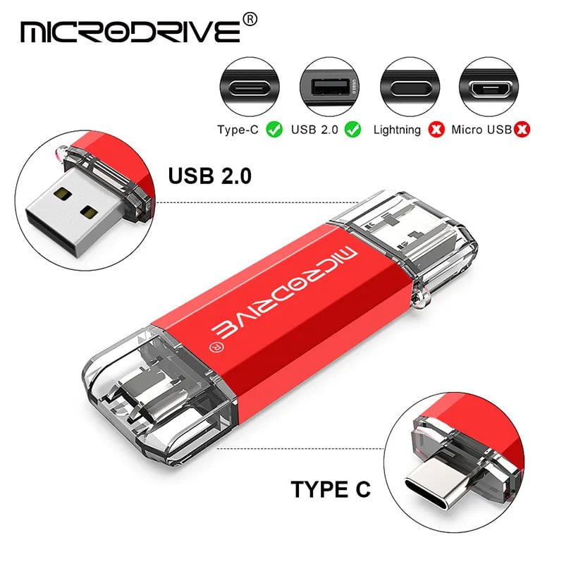 Storazone OTG USB Flash Drive Type C Pen Drive 256GB 128GB 64GB 32GB USB Stick 16gb 8GB 4GB Pendrive for Type-C Device