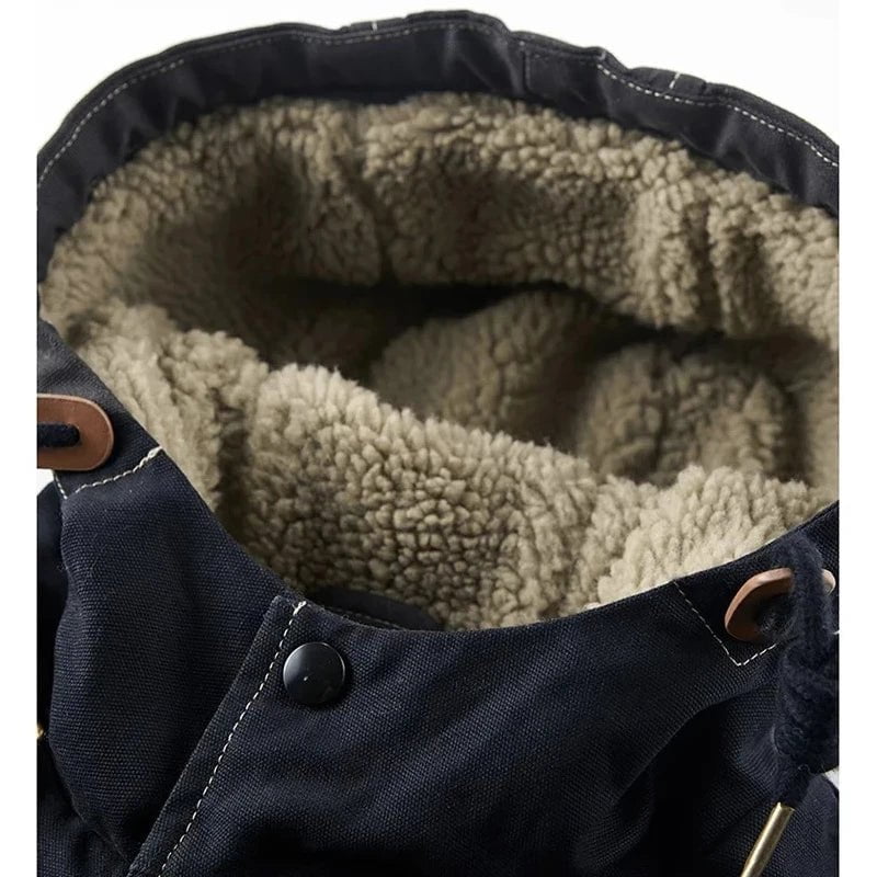 Storazone Outdoor Cargo Pocket Tactical Lambswool Jacket Male Winter Fleece Parka Men Thicken Cotton Hooded Coat Cold-proof Warm Jackets