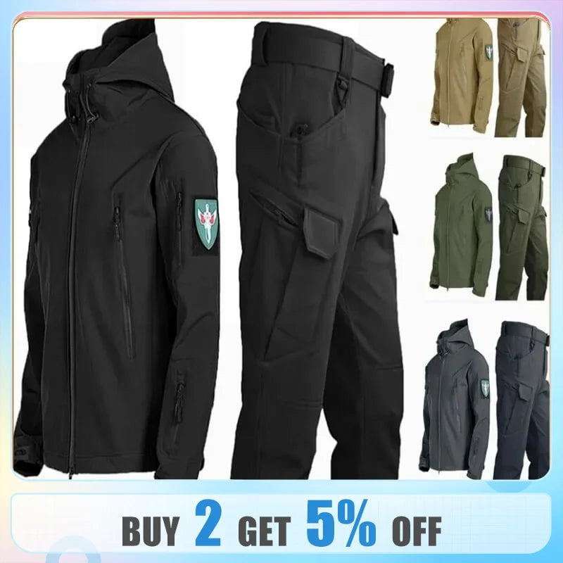 Storazone Outdoor Sharkskin Softshell Rushing Jacket Suit Men's Military Fan Windproof Padded Mountaineering Jacket