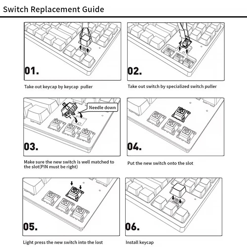 Storazone Outemu Switch for Keyboard 3Pin Linear Tactile Clicky Silent Switches for Mechanical Keyboards Gray White Red Blue Gaming Switch