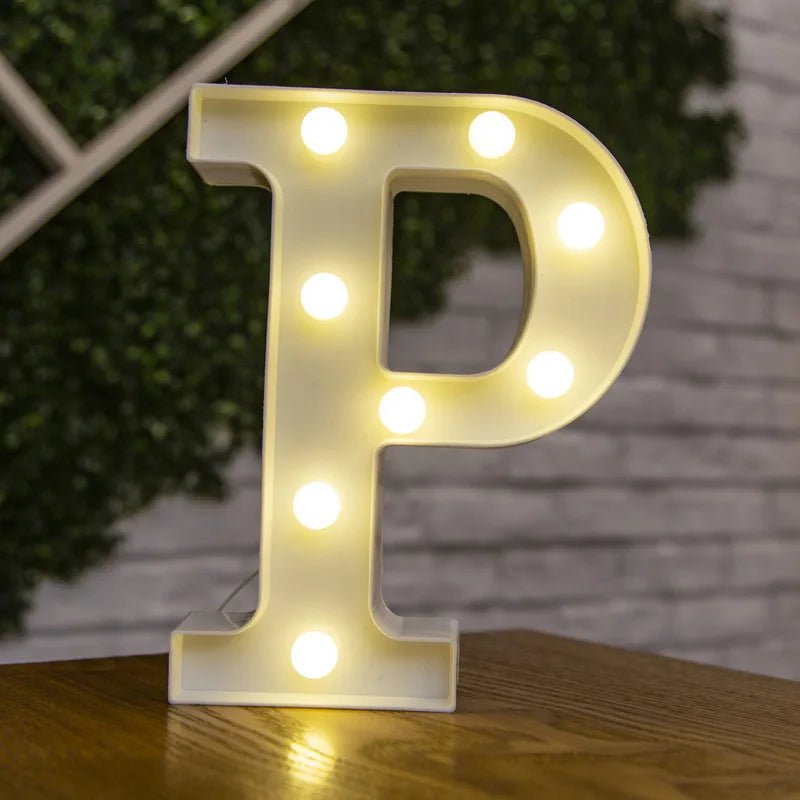 Storazone P / 22cm Luxury Alphabet Letter LED Lights Luminous Number Lamp  Battery Night Light for Home Wedding Birthday Christmas Party Decoration