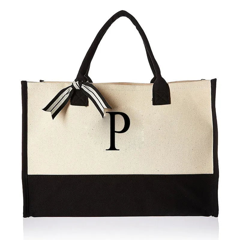 Storazone P / 40X30X15 Tote Bag Fashion Canvas Totes Letters Flower Portable Beach Shoulder Shopping Casual Beach Bag Large Capacity Handbag  Wholesale