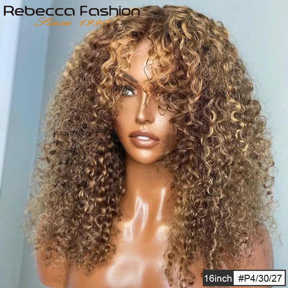 Storazone P4-30-27 / United States / 10inches Jerry Curly Short Pixie Bob Cut Human Hair Wigs With Bangs Remy Curly Bob Wigs For Black Women Full Machine Made Wig #1B 1B/99J