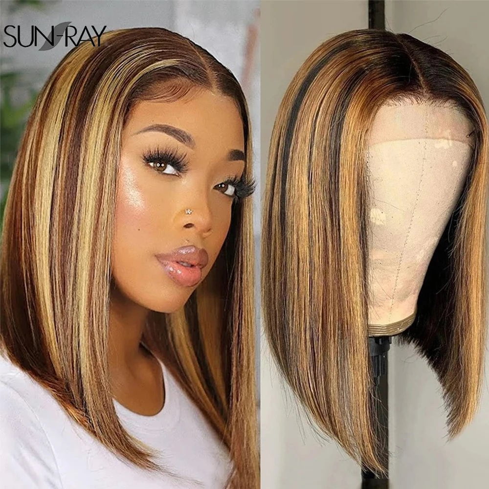 Storazone P427 / CHINA / 8inches | 13*5*1 | 180% Short Straight Bob Human Hair Wigs for Black Women Human Hair 180 Density Glueless Wigs Human Hair Bob Frontal Wigs Human Hair