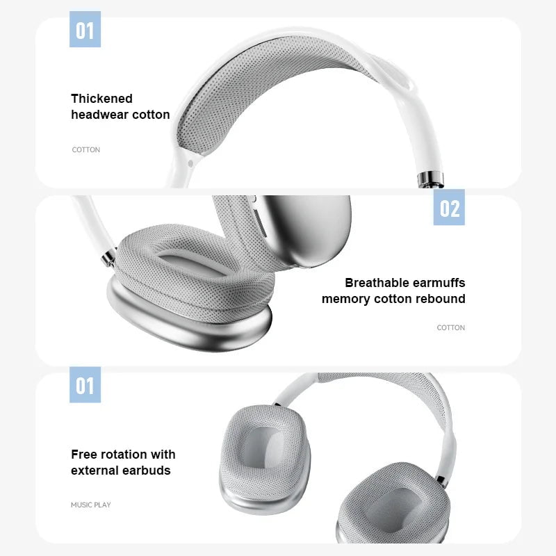 Storazone P9 Wireless Bluetooth Headphones With Micphone Noise Cancelling Headsets Stereo Sound Earbuds Sports Gaming Earphone Supports TF