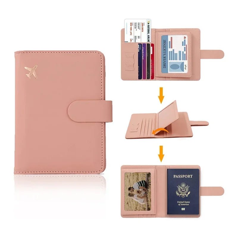 Storazone Passport Cover PU Leather Man Women Travel Passport Holder with Credit Card Holder Case Wallet Protector Cover Case