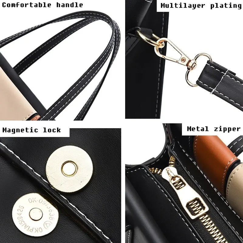 Storazone Patchwork Handbags For Women Adjustable Strap Top Handle Bag Large Capacity Totes Shoulder Bags Fashion Crossbody Bags Work Gift