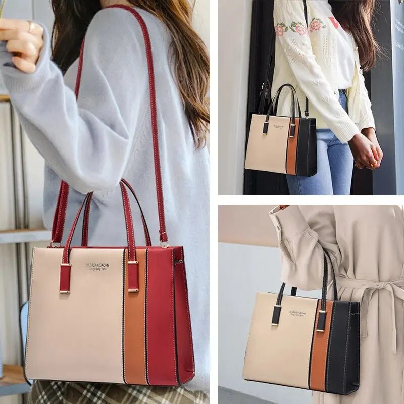 Storazone Patchwork Handbags For Women Adjustable Strap Top Handle Bag Large Capacity Totes Shoulder Bags Fashion Crossbody Bags Work Gift