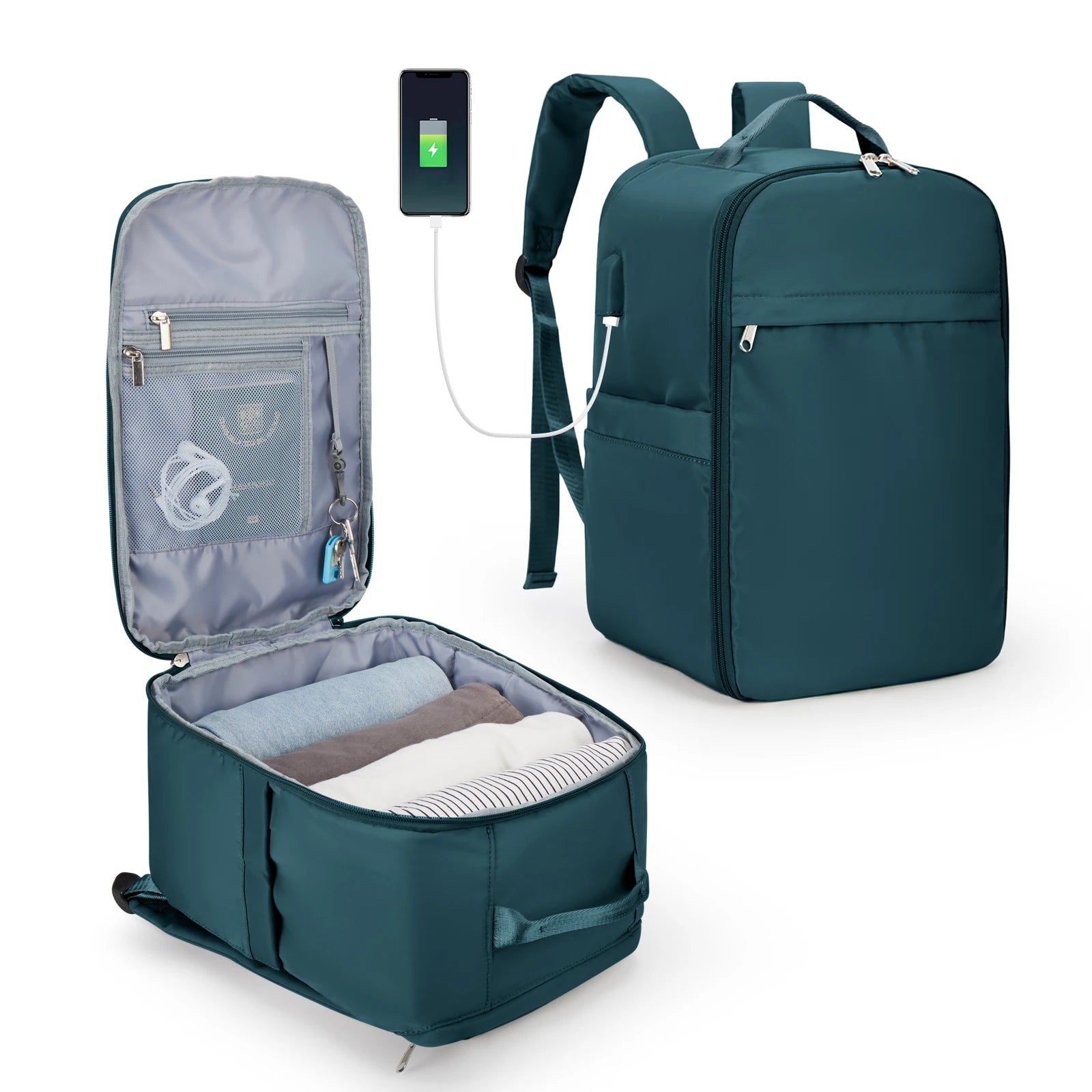 Storazone Peacock Blue / Large Ryanair Backpack 40x20x25 Cabin Bag, Hand Luggage Travel Backpack for Easyjet Cabin Bag 45x36x20, Laptop Backpack for Women/Men